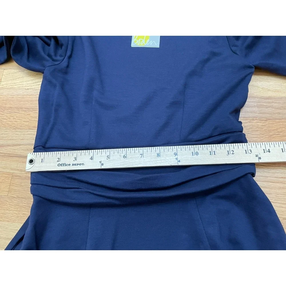 Boden Maggie Women's 4 Blue Dress Ponte Knit Fit &‎ Flare Ruched Waist Classic